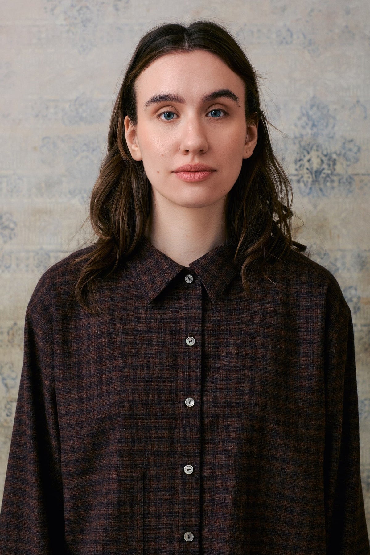 Brown Patterned Collar Shirts