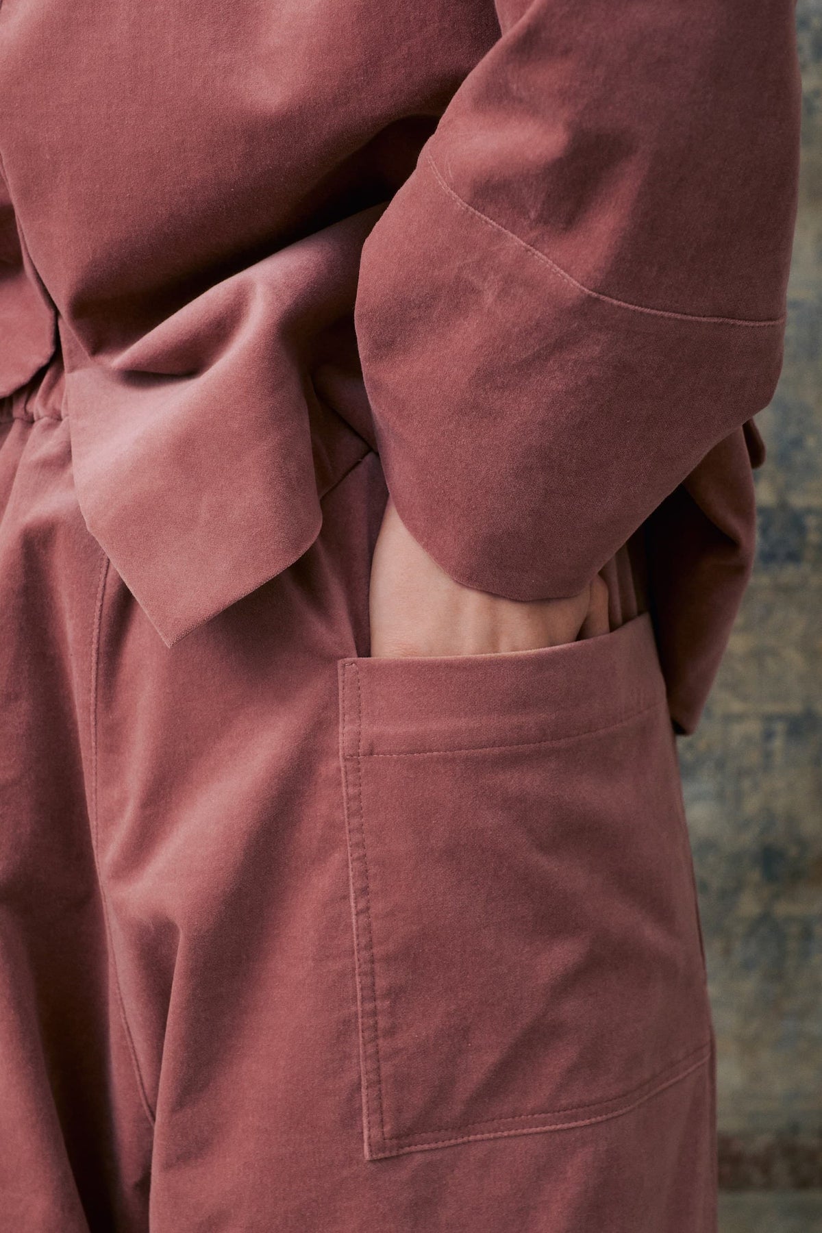 Pink Velvet Hidden Buttons Jacket