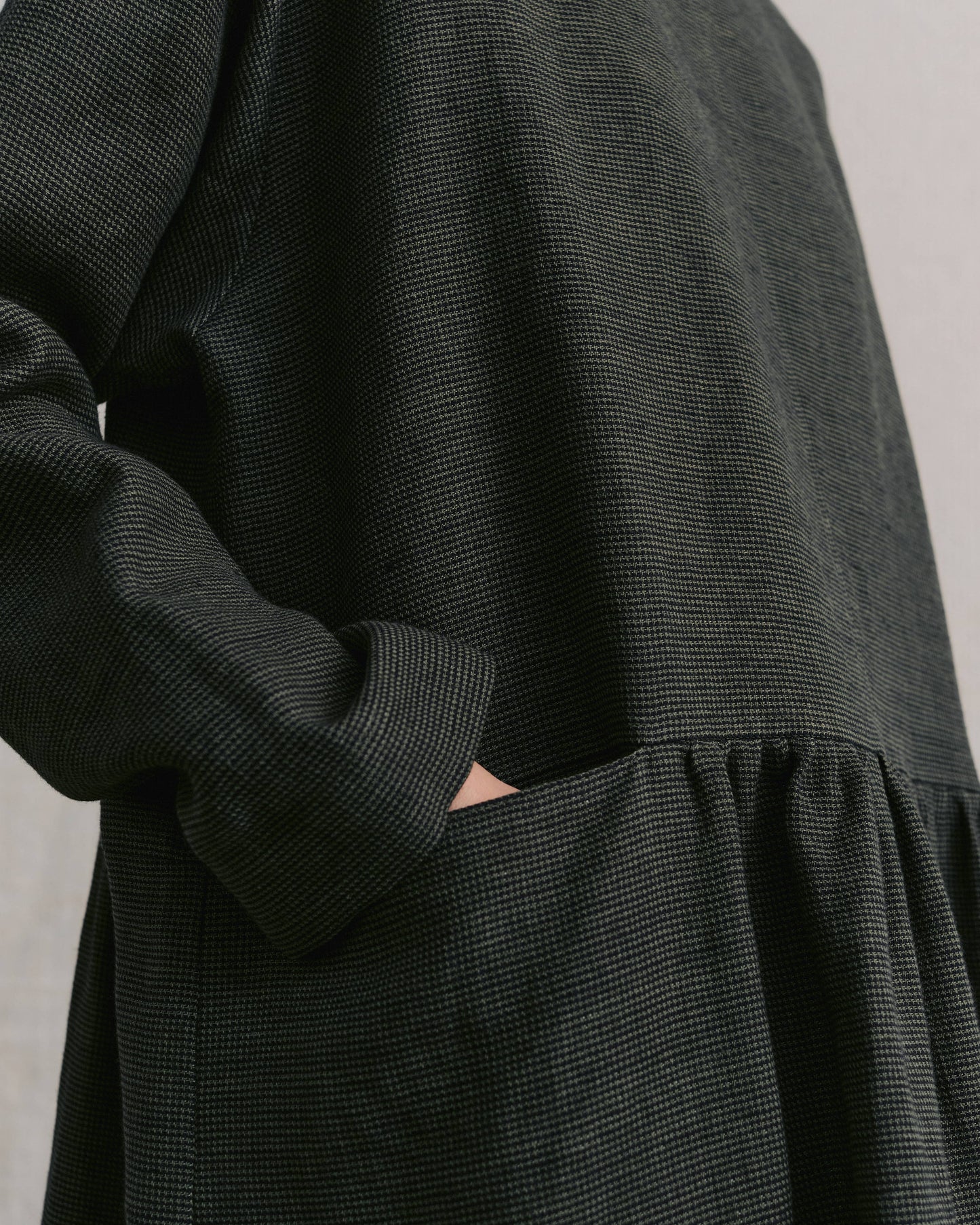 Moss Green Patterned Front Pocket Dress