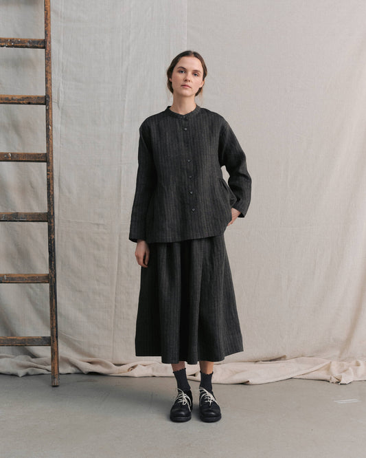 Brown Striped Drawstring Skirt