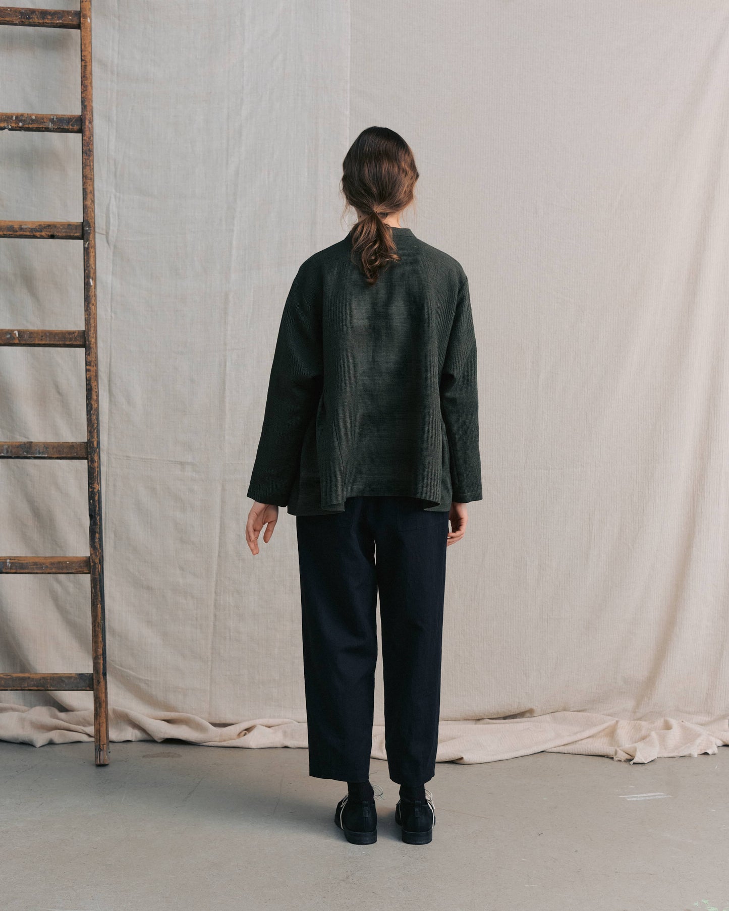 Moss Green Patterned Side Gathers Top