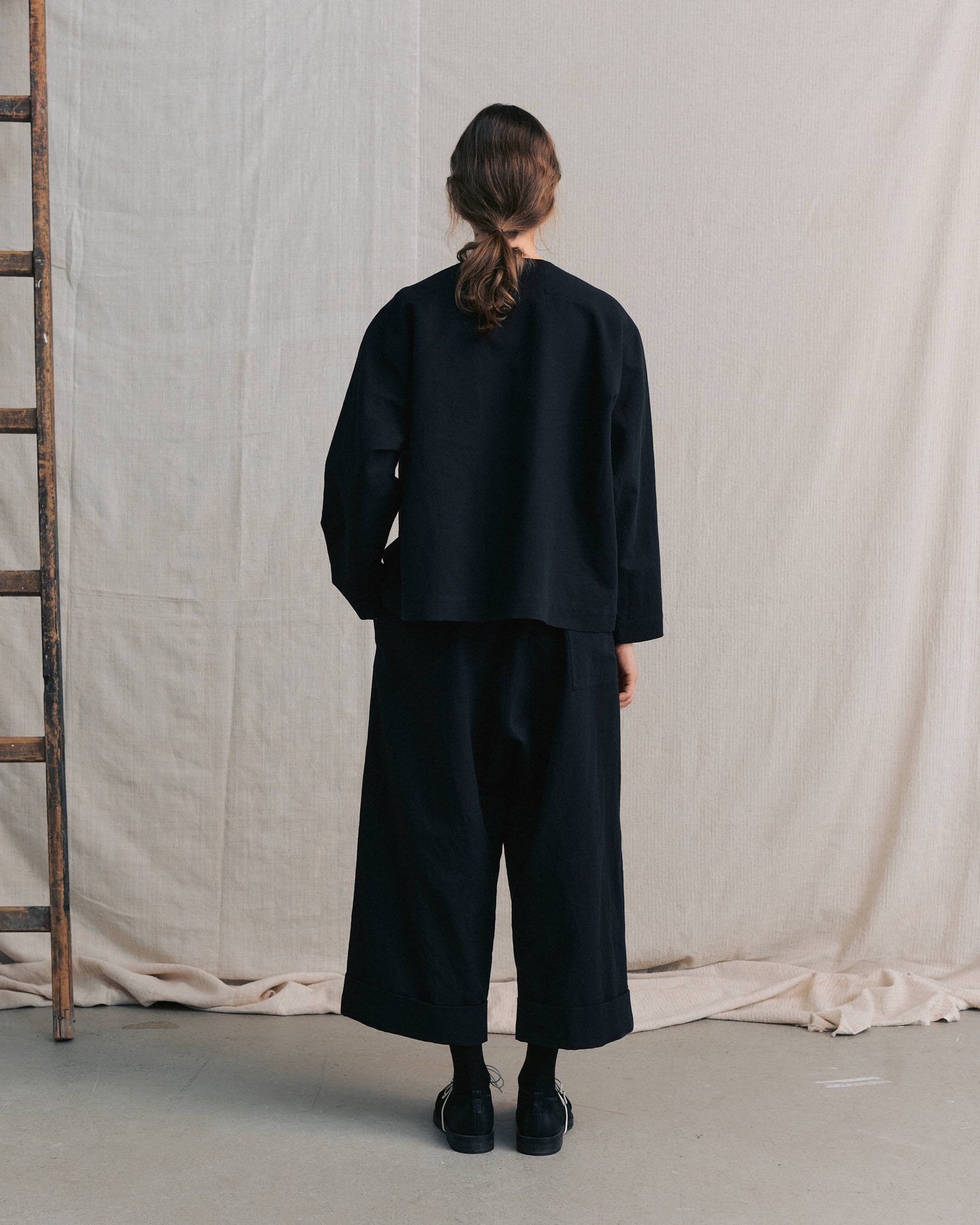 Black Cuffed Hems Pants