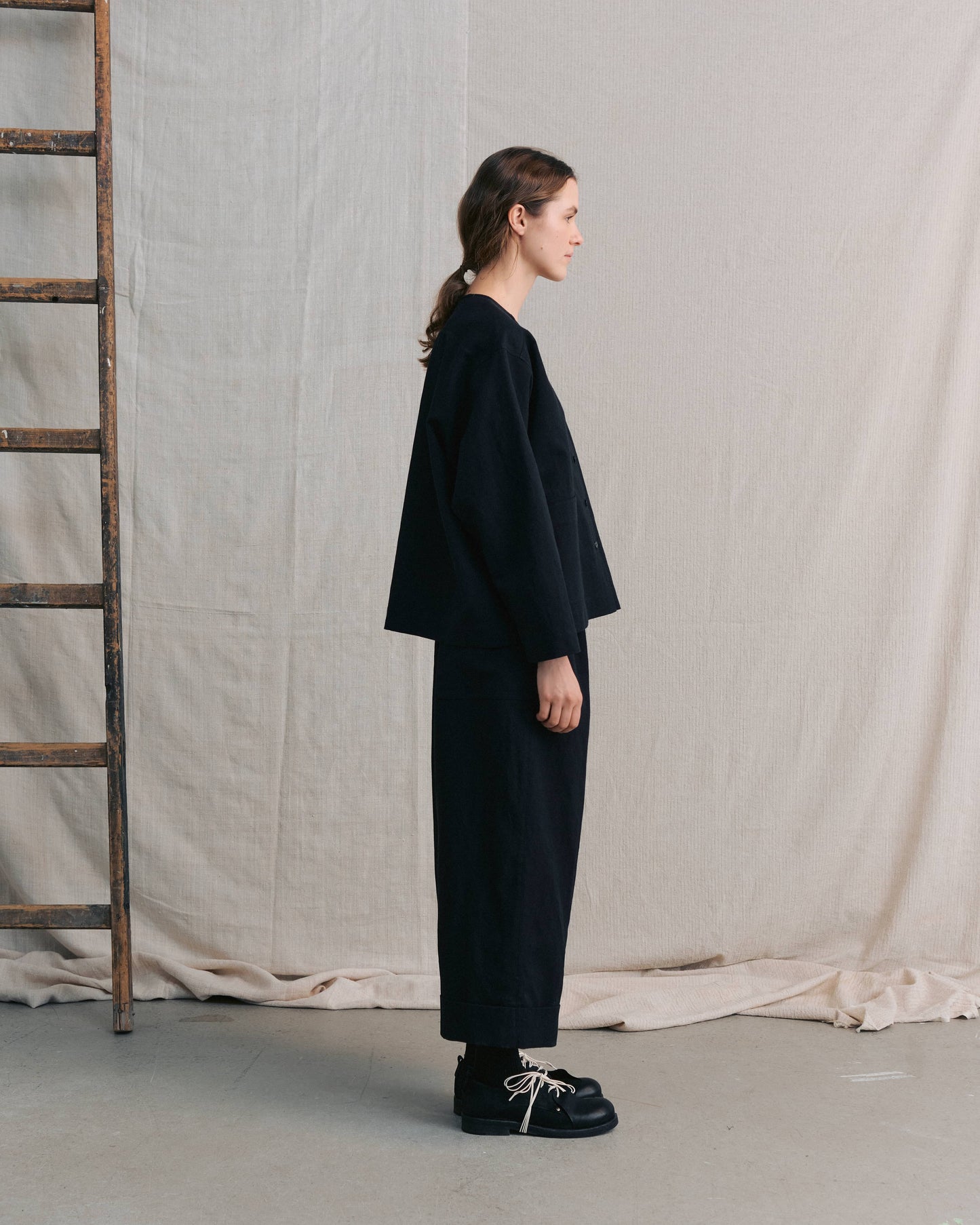 Black Cuffed Hems Pants