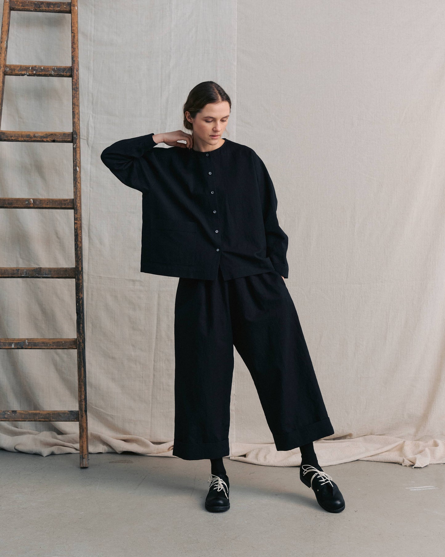 Black Cuffed Hems Pants