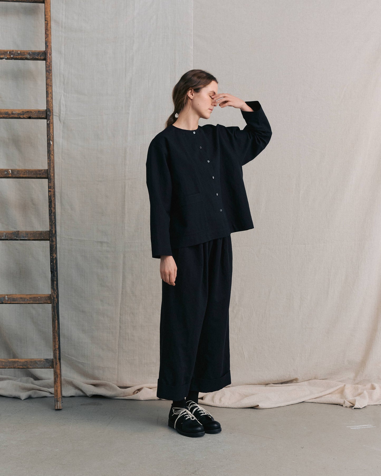Black Cuffed Hems Pants