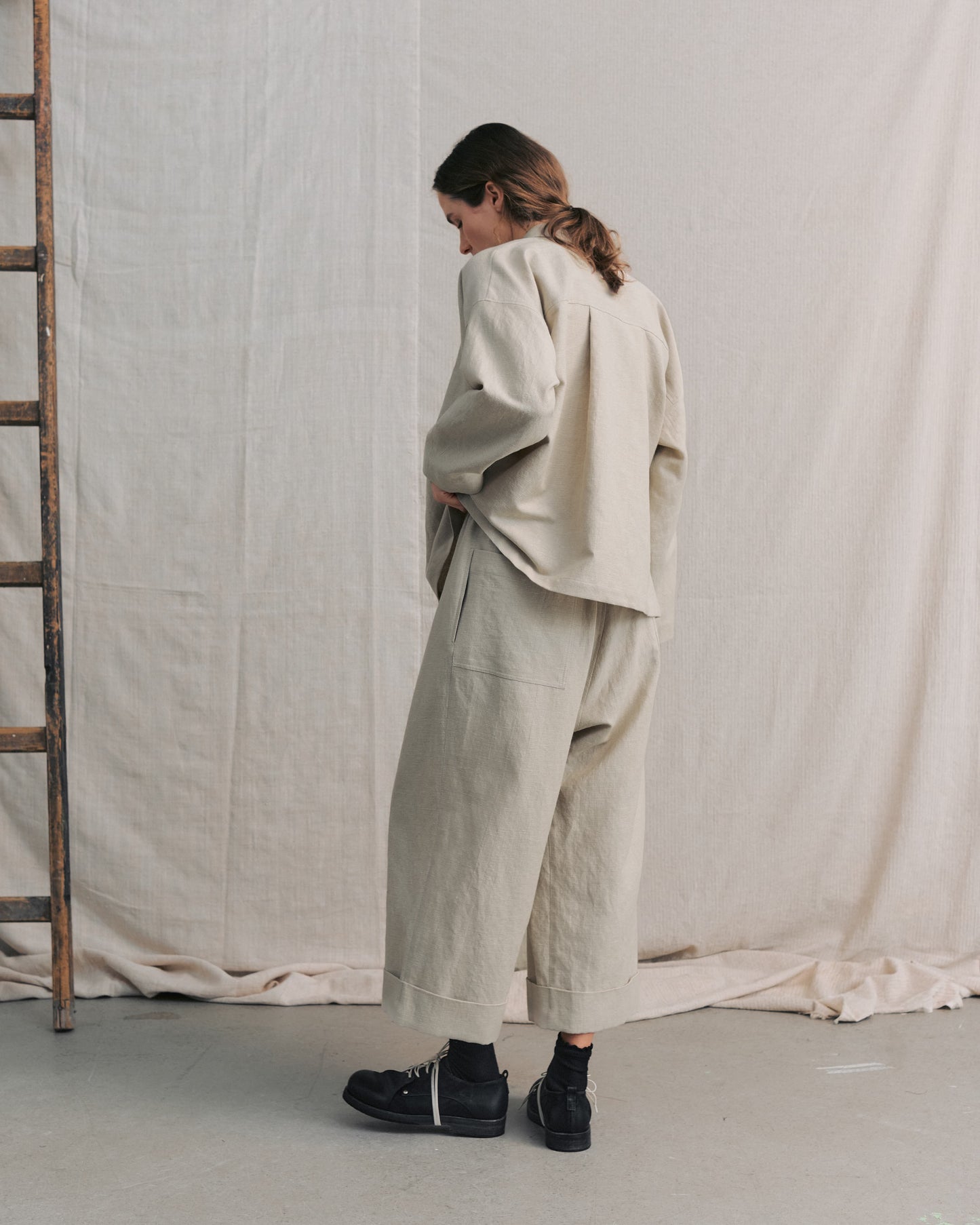 Ivory Cuffed Hems Pants