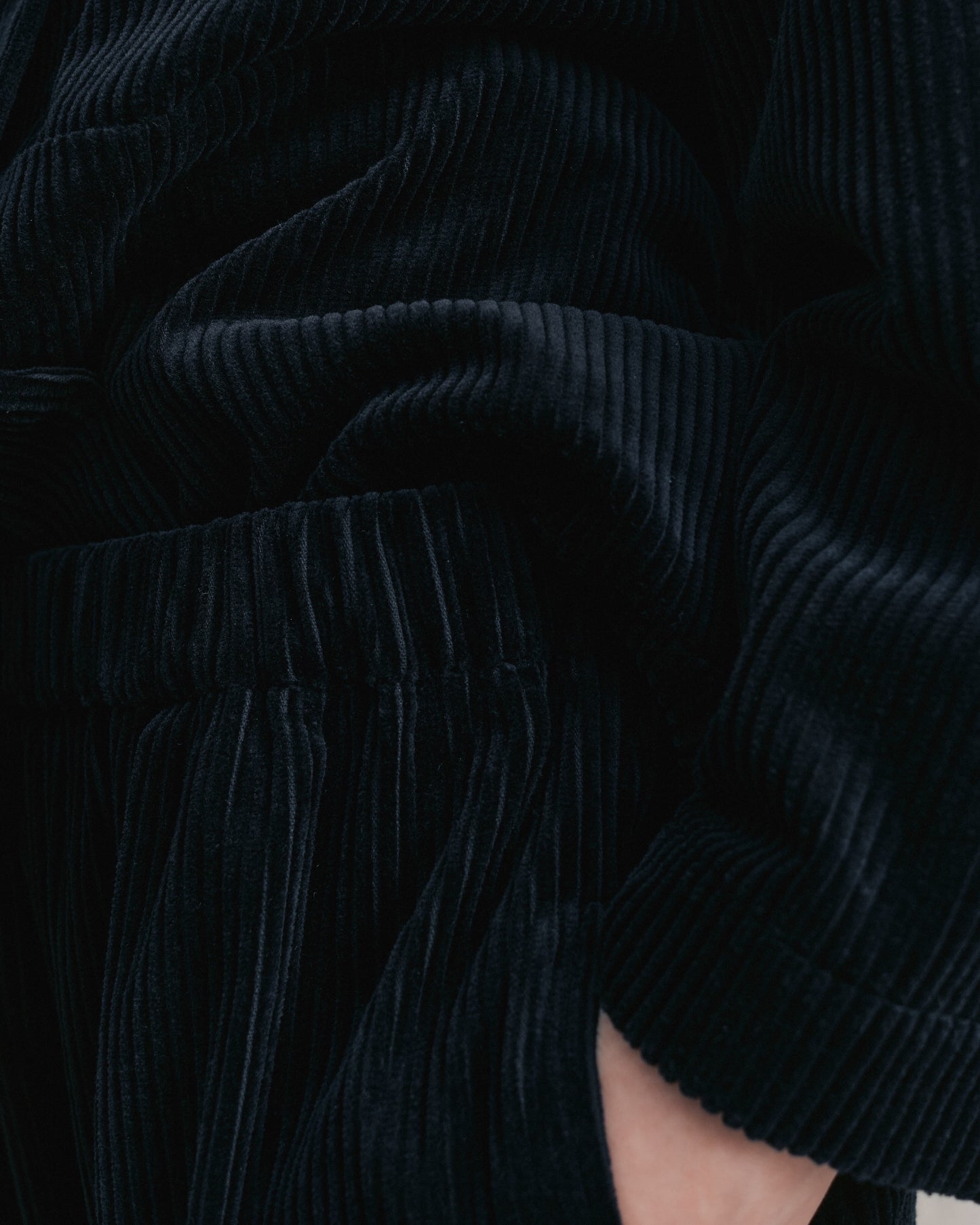 Dark Navy Corduroy Cuffed Hems Pants