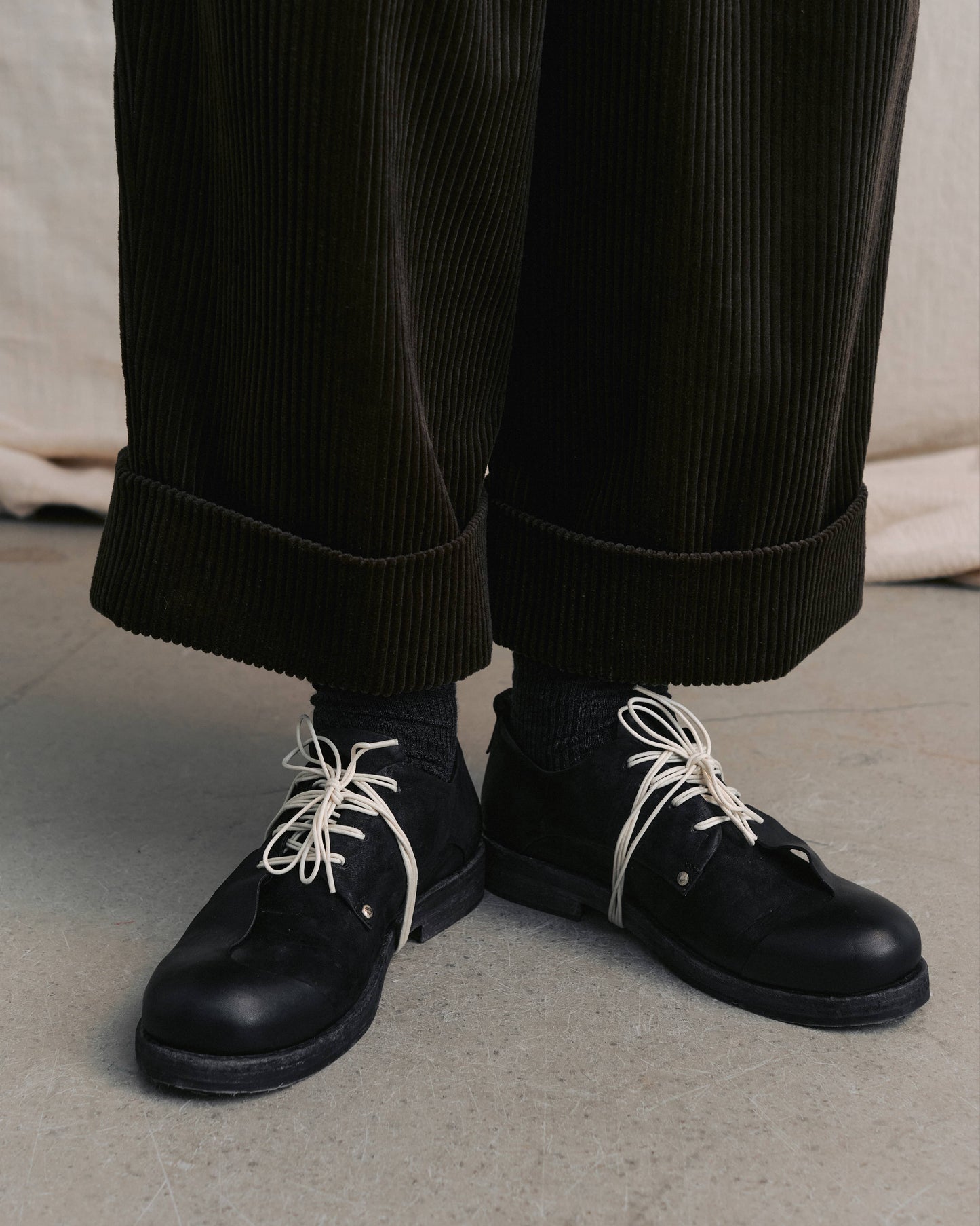 Moss Green Corduroy Cuffed Hems Pants