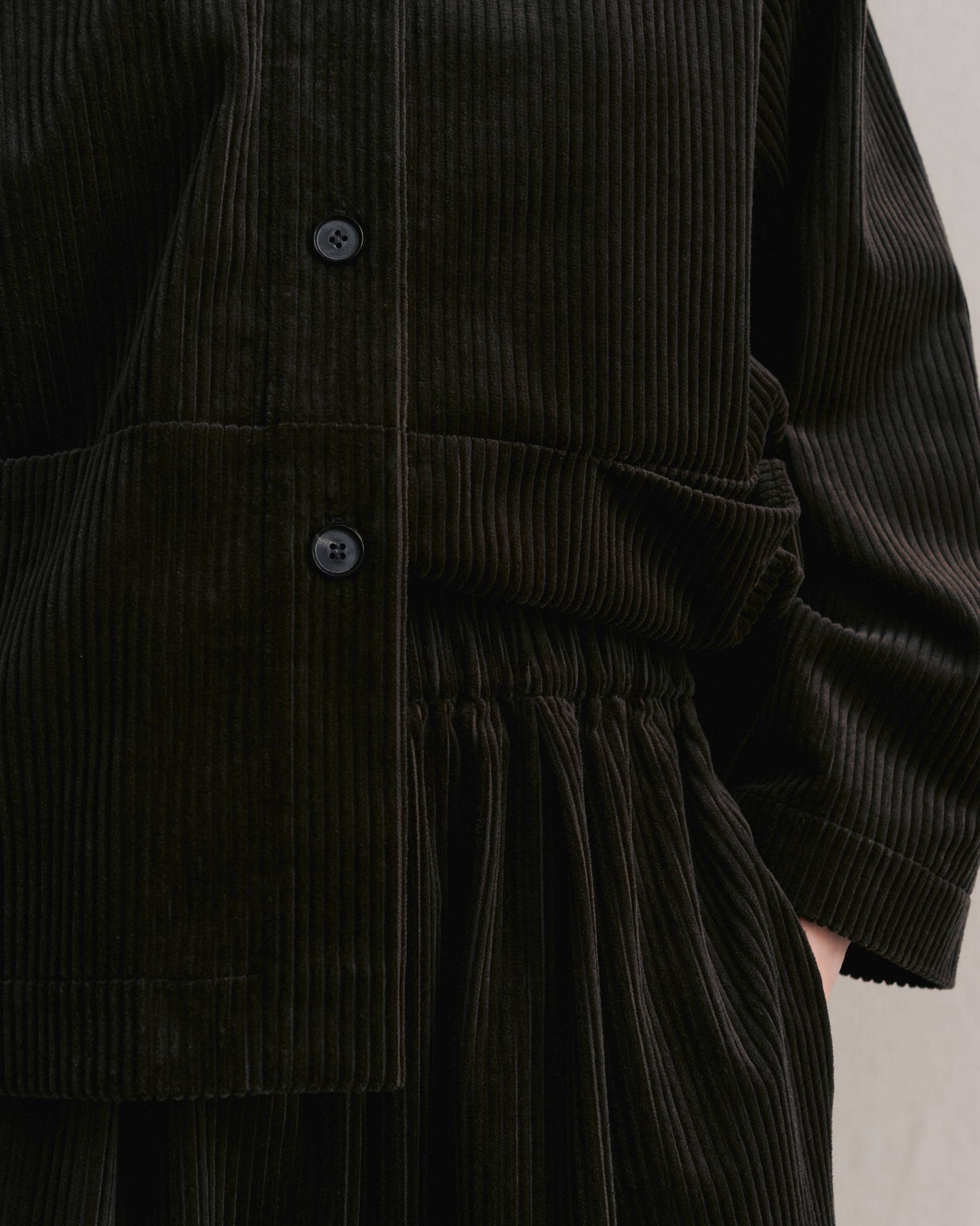 Moss Green Corduroy Cuffed Hems Pants