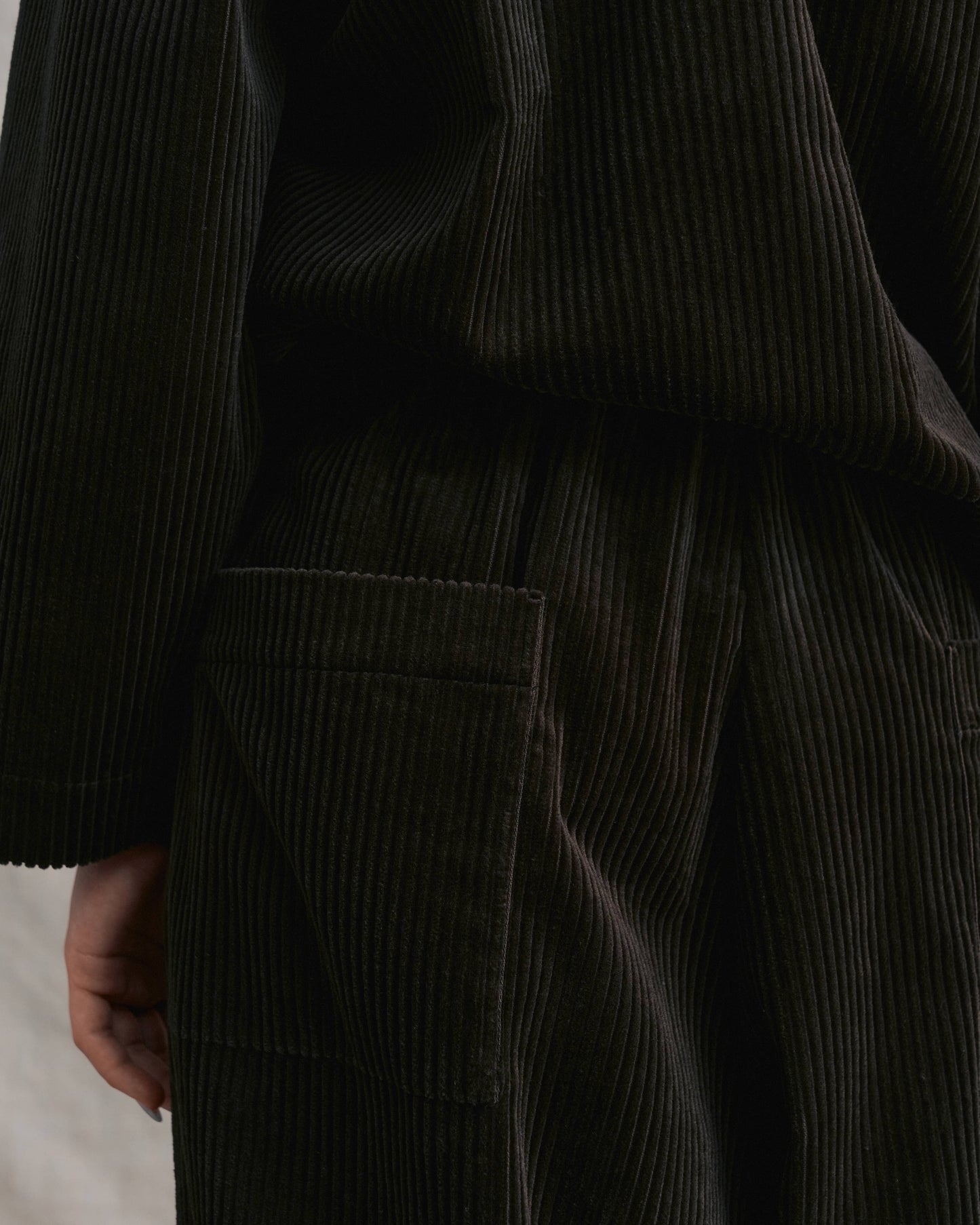 Moss Green Corduroy Cuffed Hems Pants