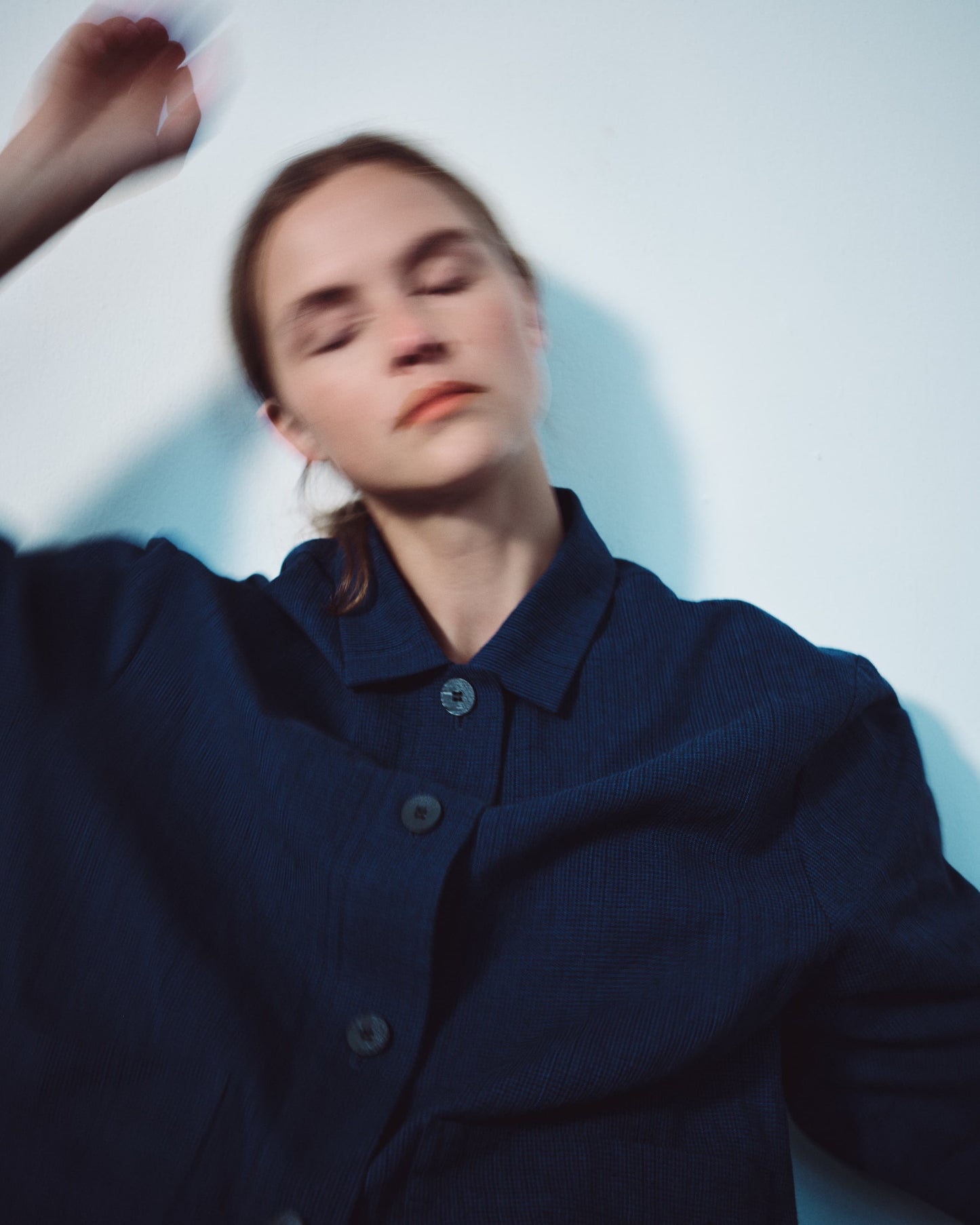 Indigo Gingham Jacket With Pockets