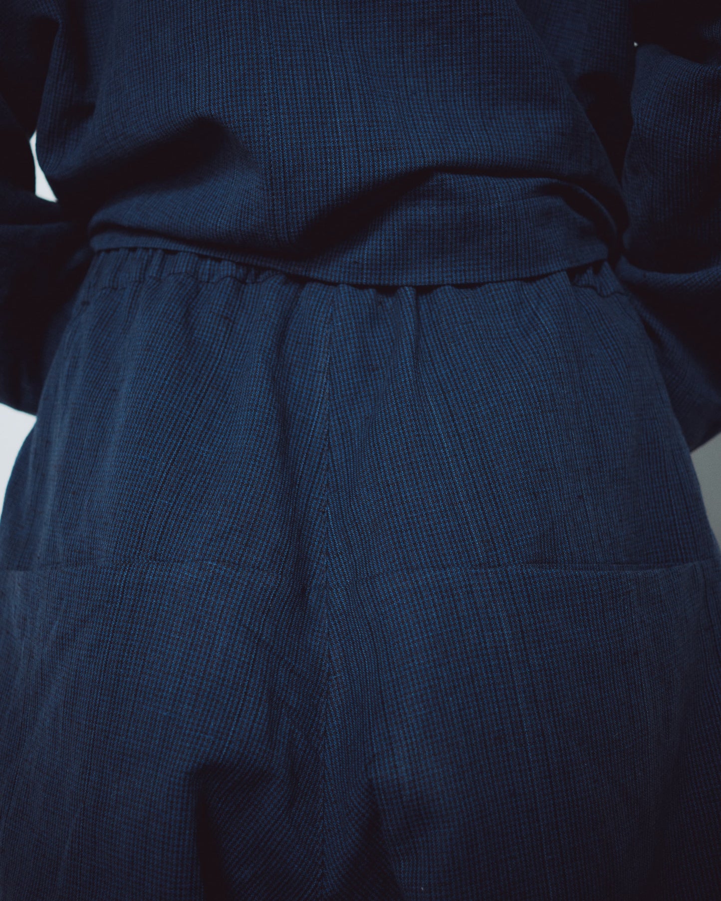 Indigo Gingham Back Pockets Pants