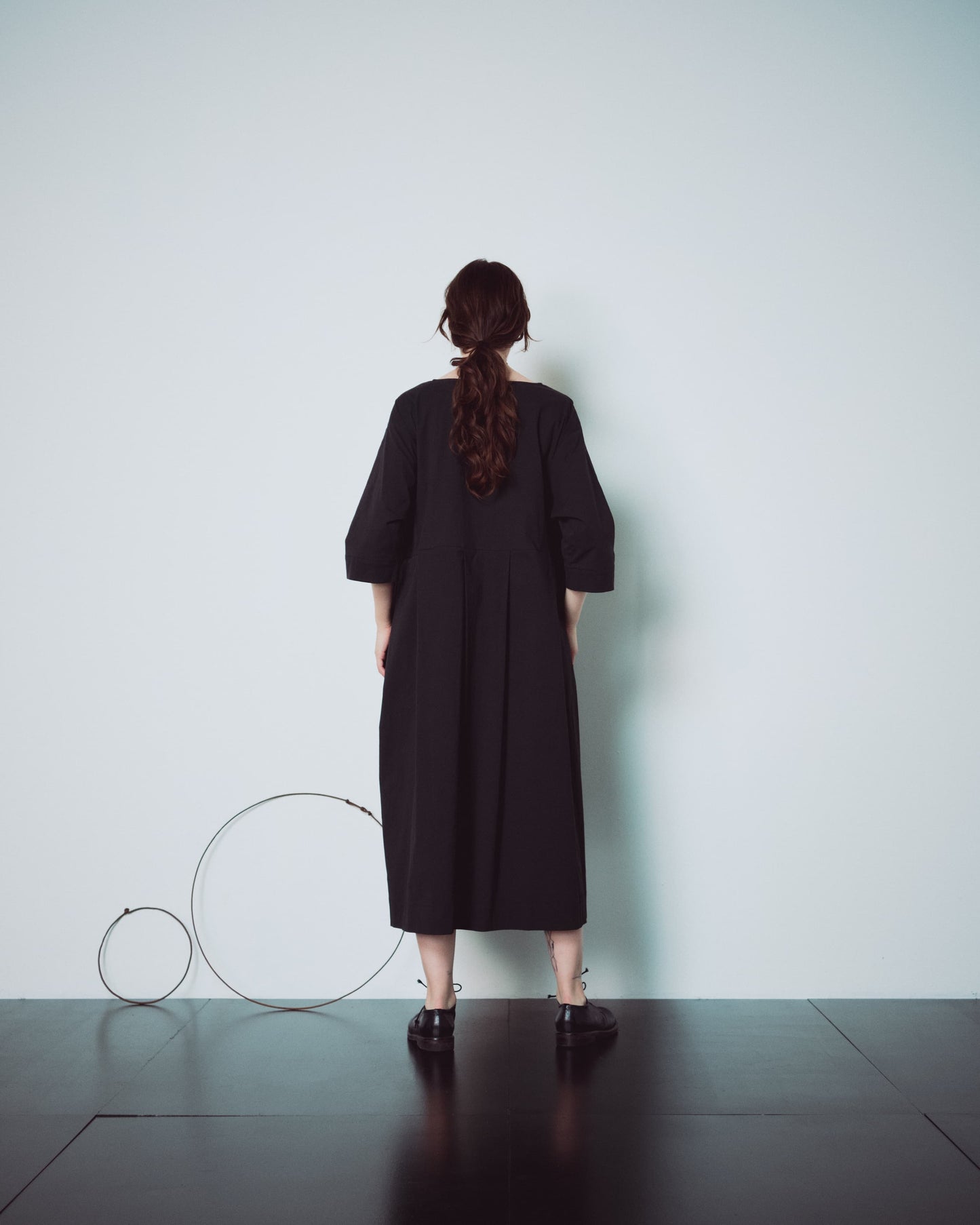 Black Hidden Buttons Dress