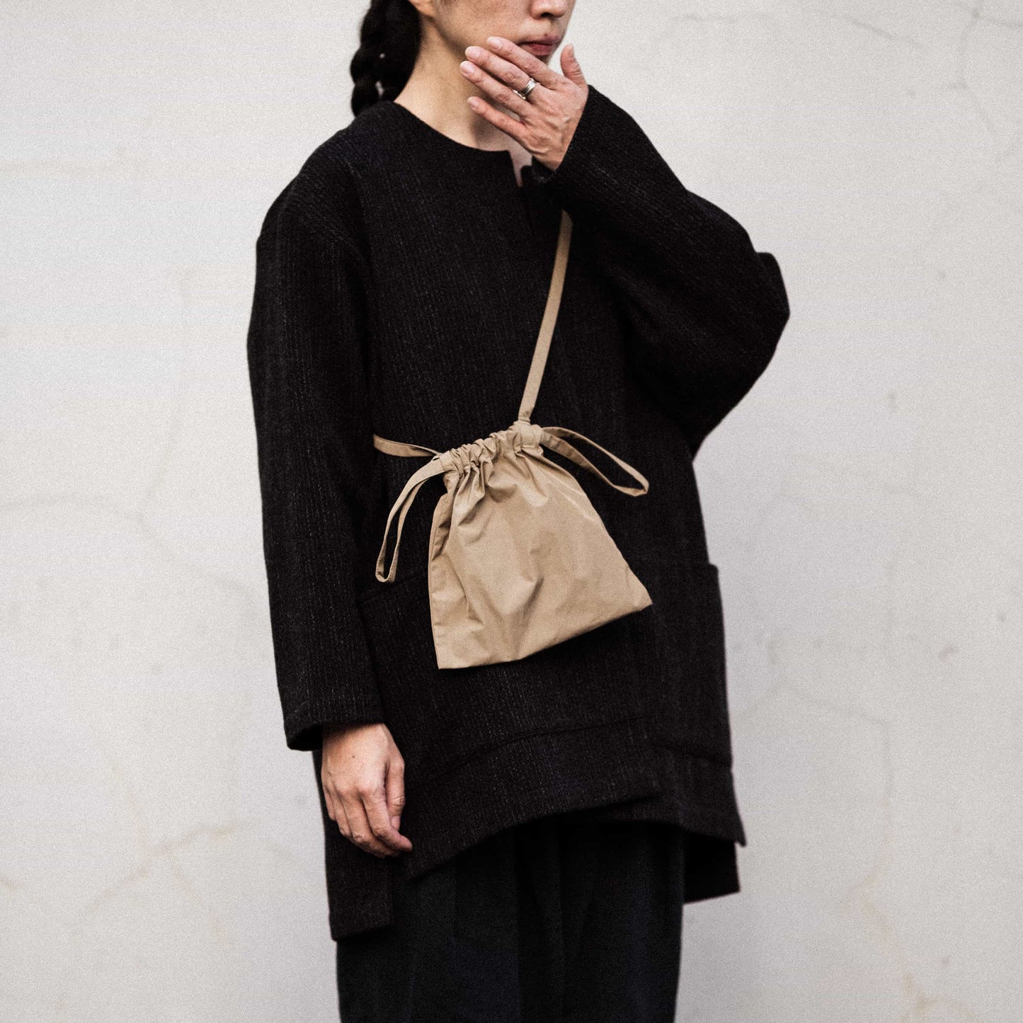 Drawstring Bag with Strap XS 22 Taupe