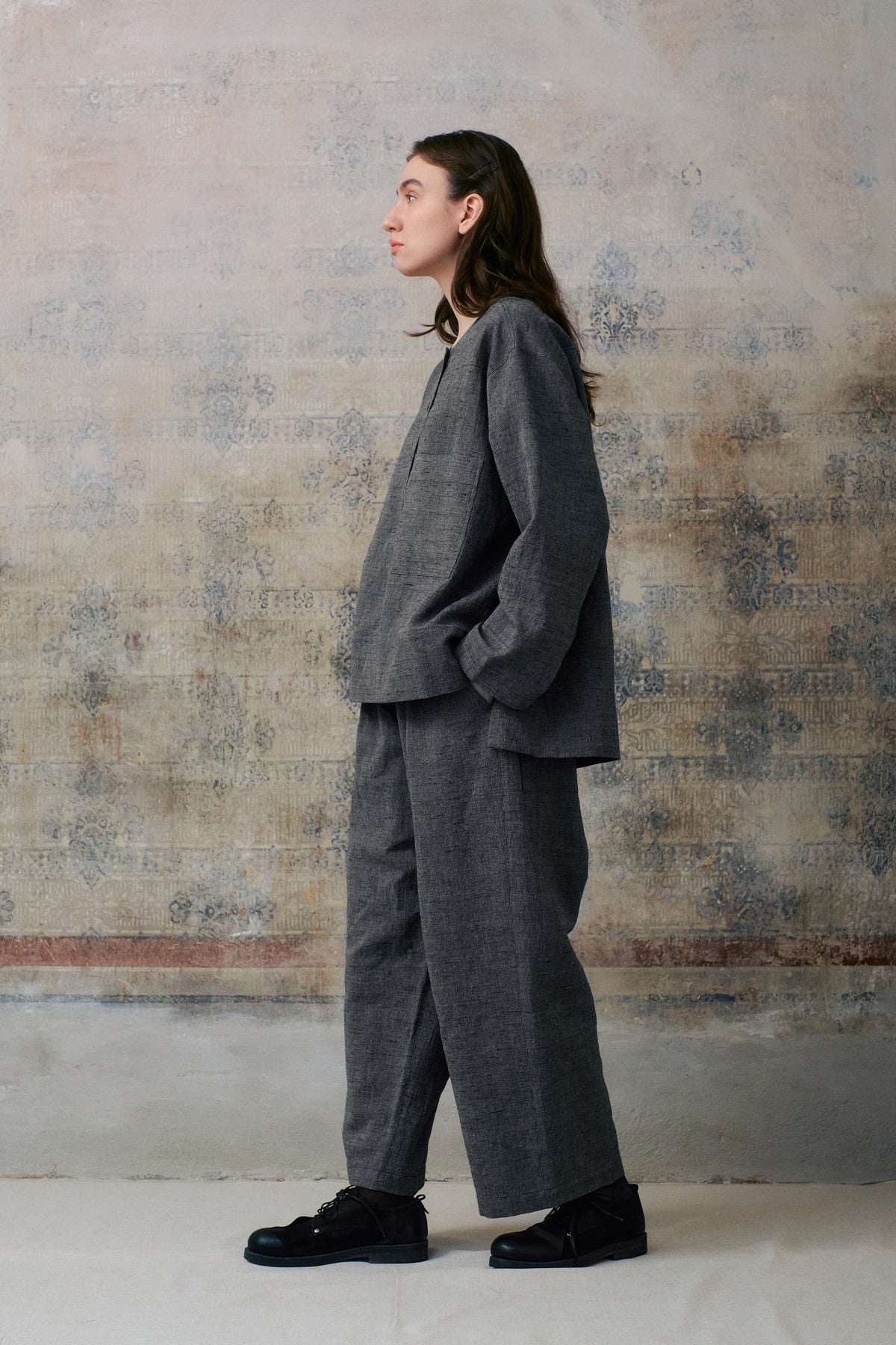 Grey Patterned Long Pants