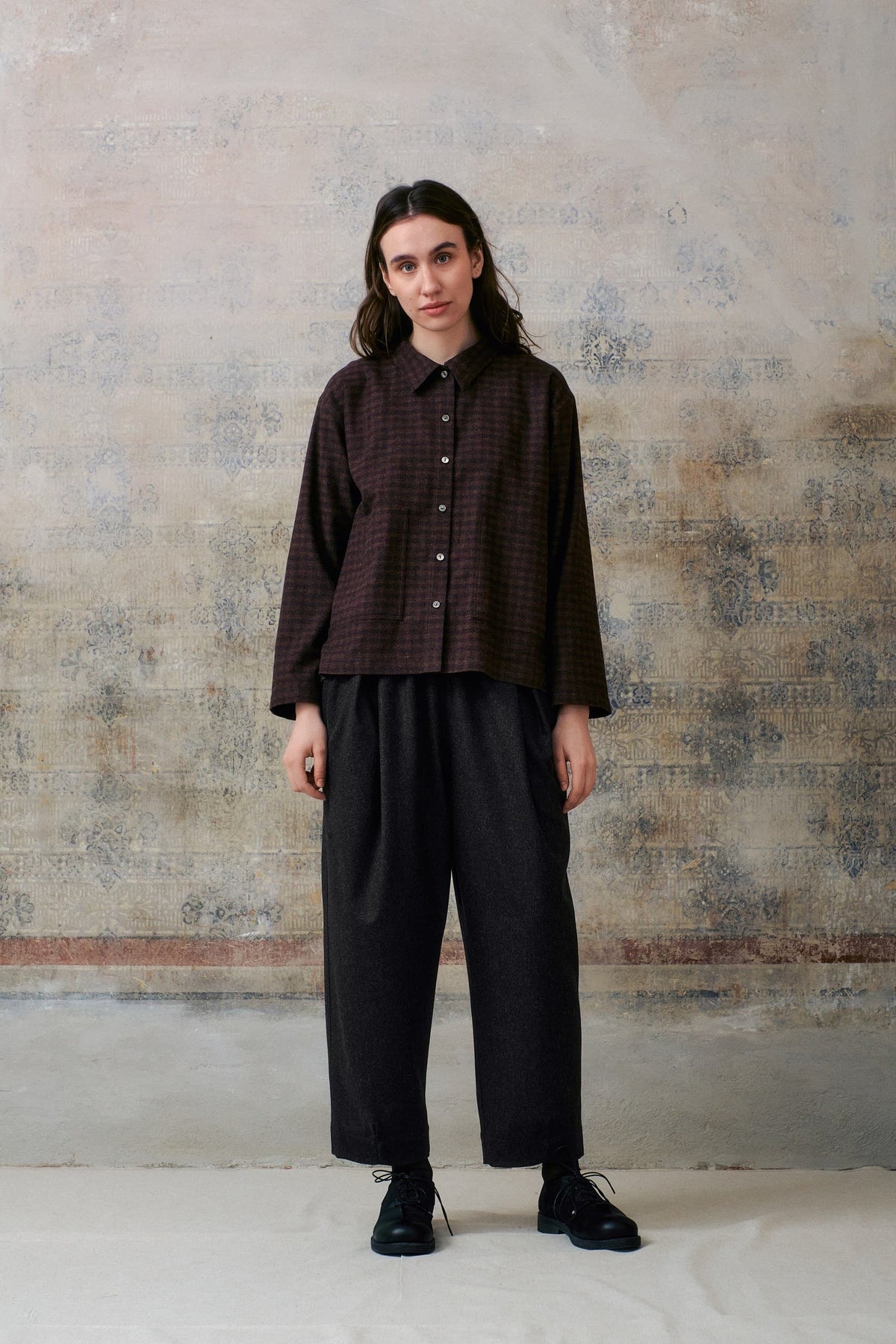 Dark Grey Wool Pants With Pleats