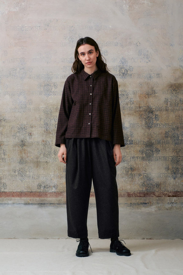 Dark Grey Wool Pants With Pleats