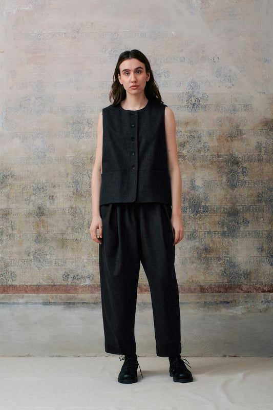 Dark Grey Wool Waistcoat