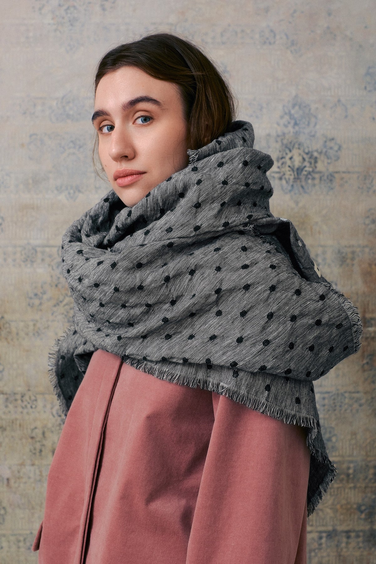 Grey Dot Scarf