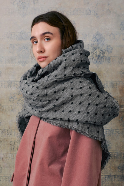 Grey Dot Scarf
