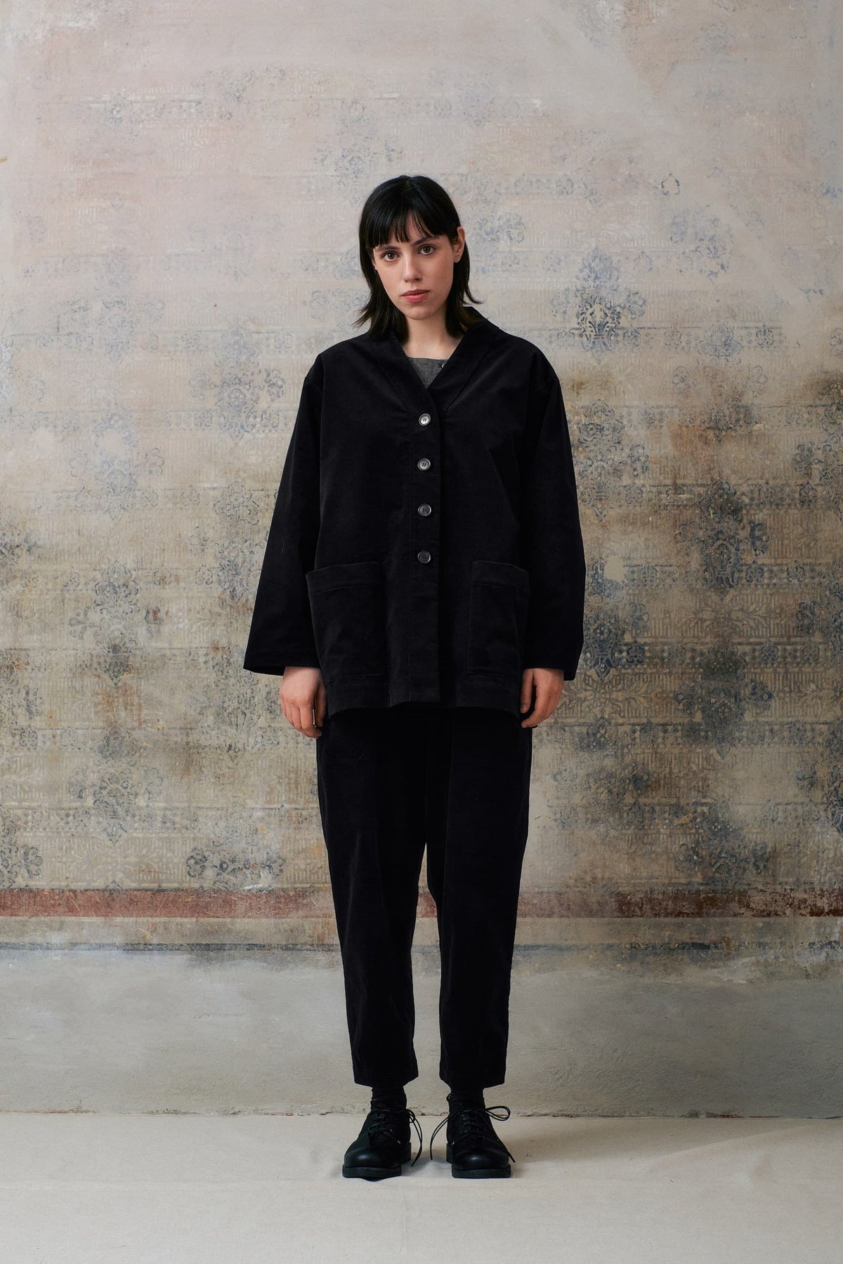 Black Velvet V Neckline Jacket