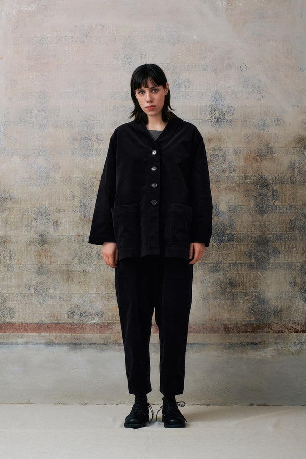 Black Velvet V Neckline Jacket
