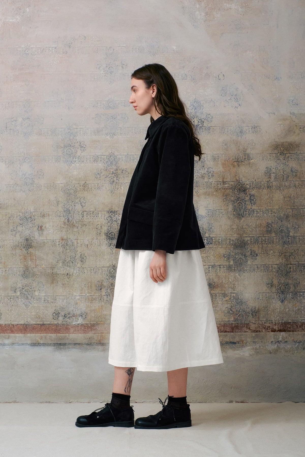 Black Velvet Hidden Buttons Jacket