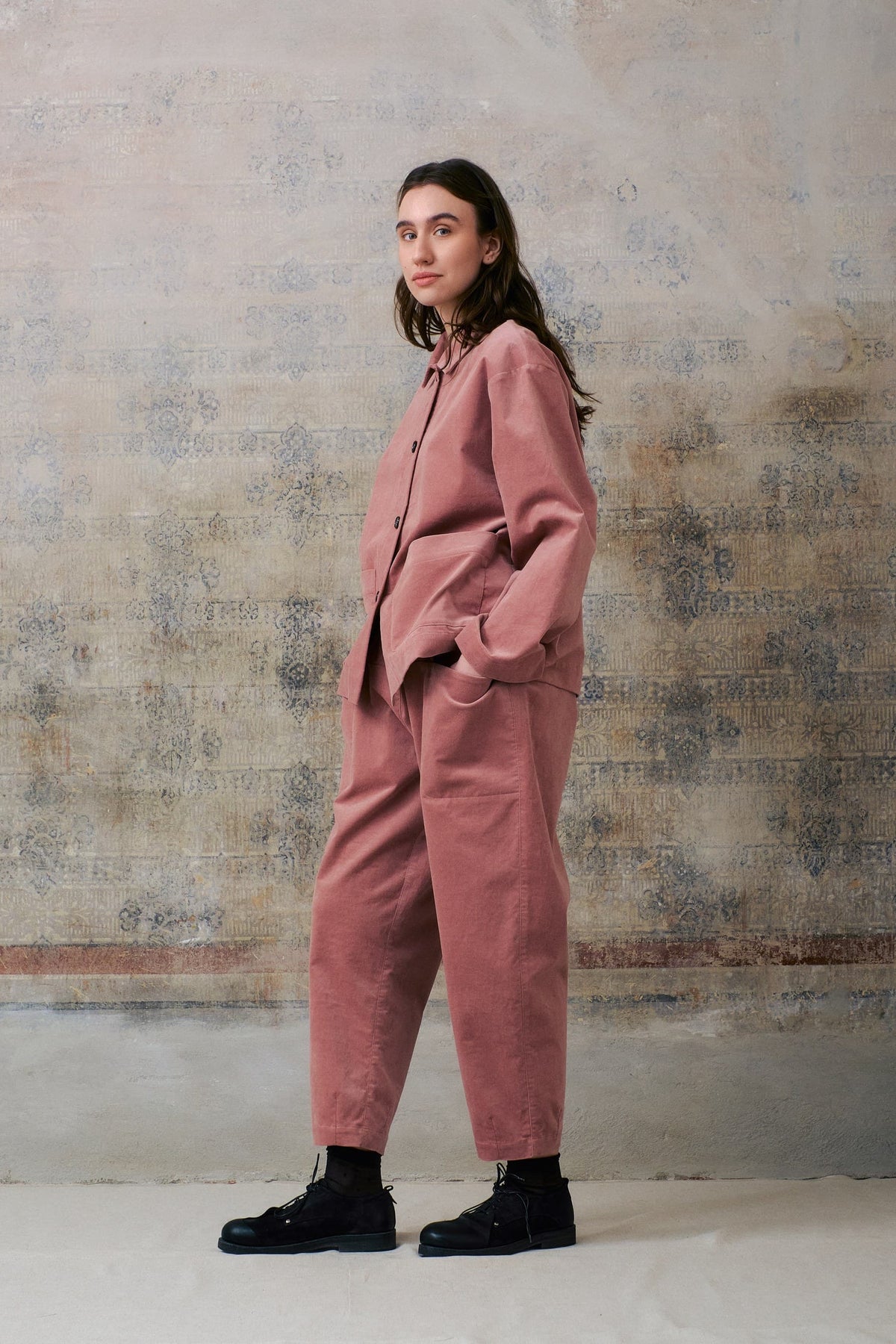 Pink Velvet Jacket With Pockets