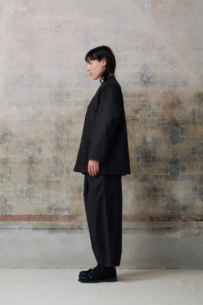 Dark Grey Wool V Neckline Jacket
