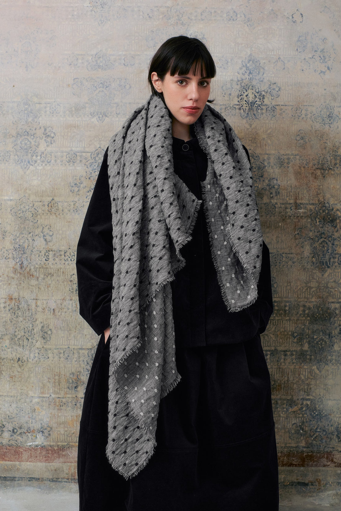 Grey Dot Scarf