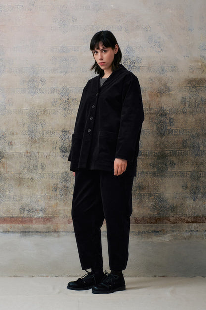 Black Velvet V Neckline Jacket