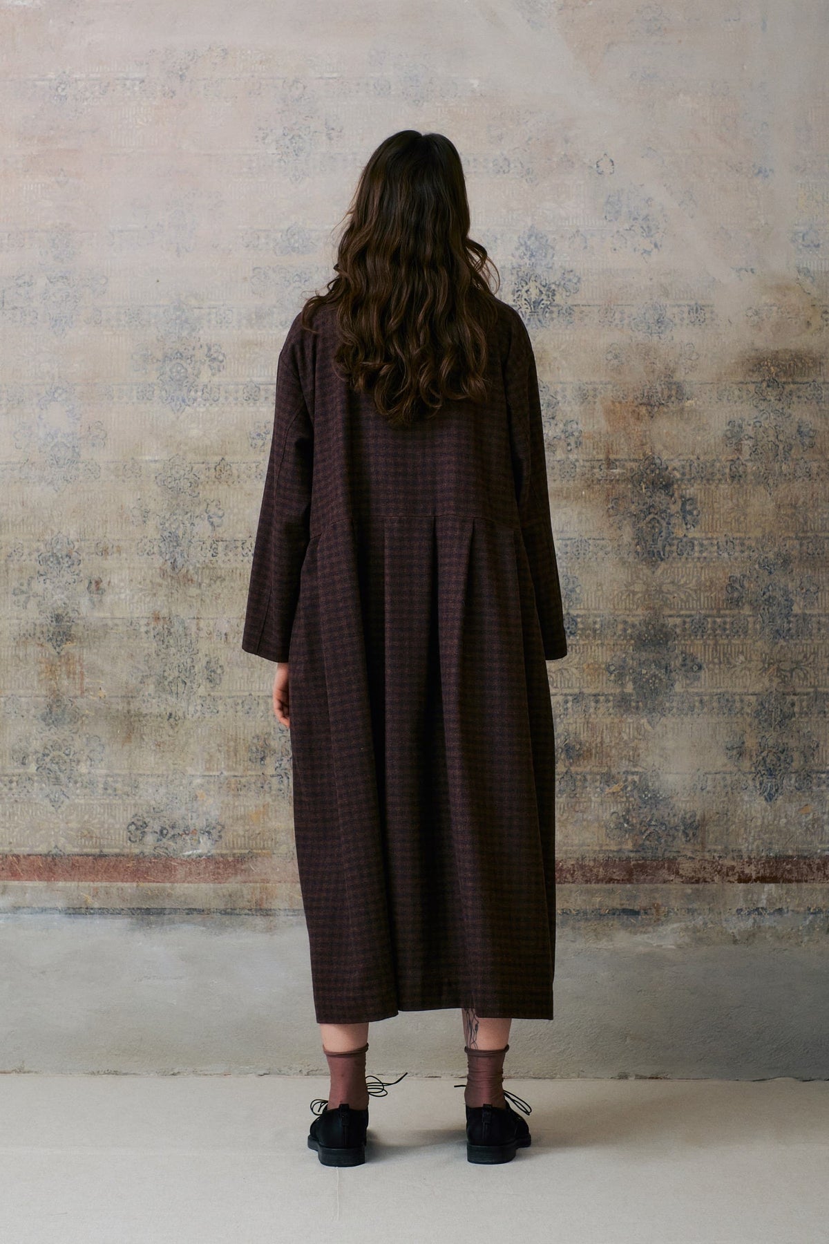 Brown Patterned Buttons Dress
