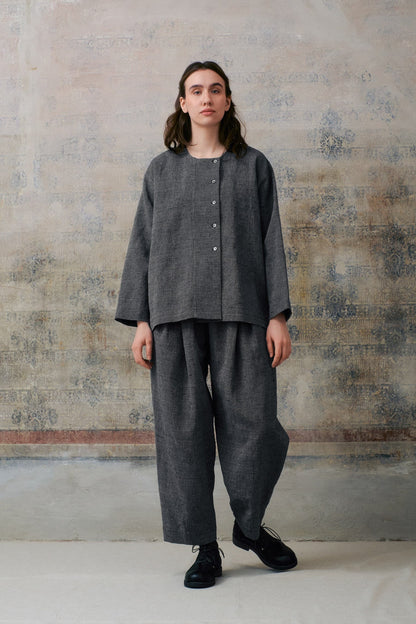 Grey Patterned Buttons Shirts