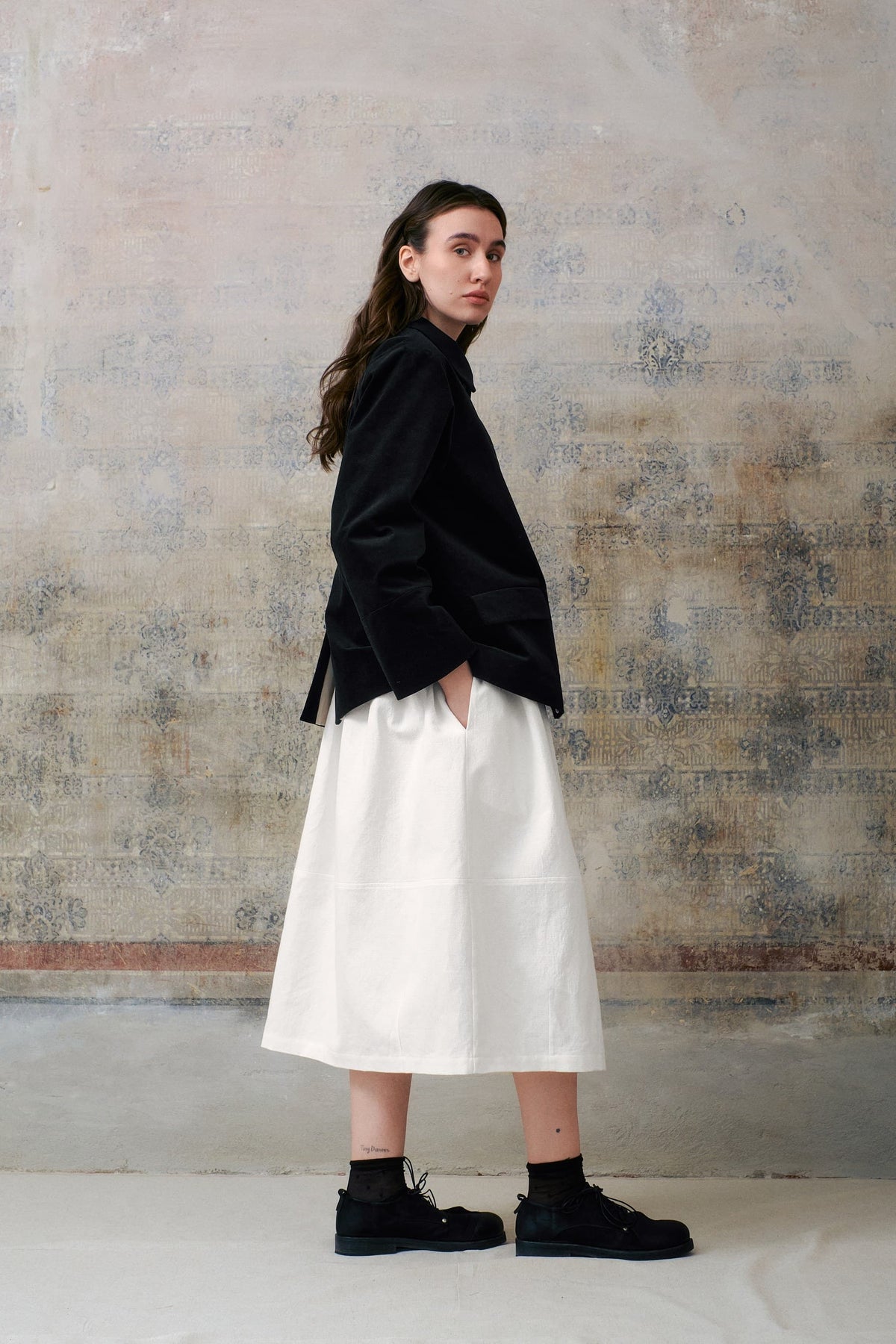 Black Velvet Hidden Buttons Jacket