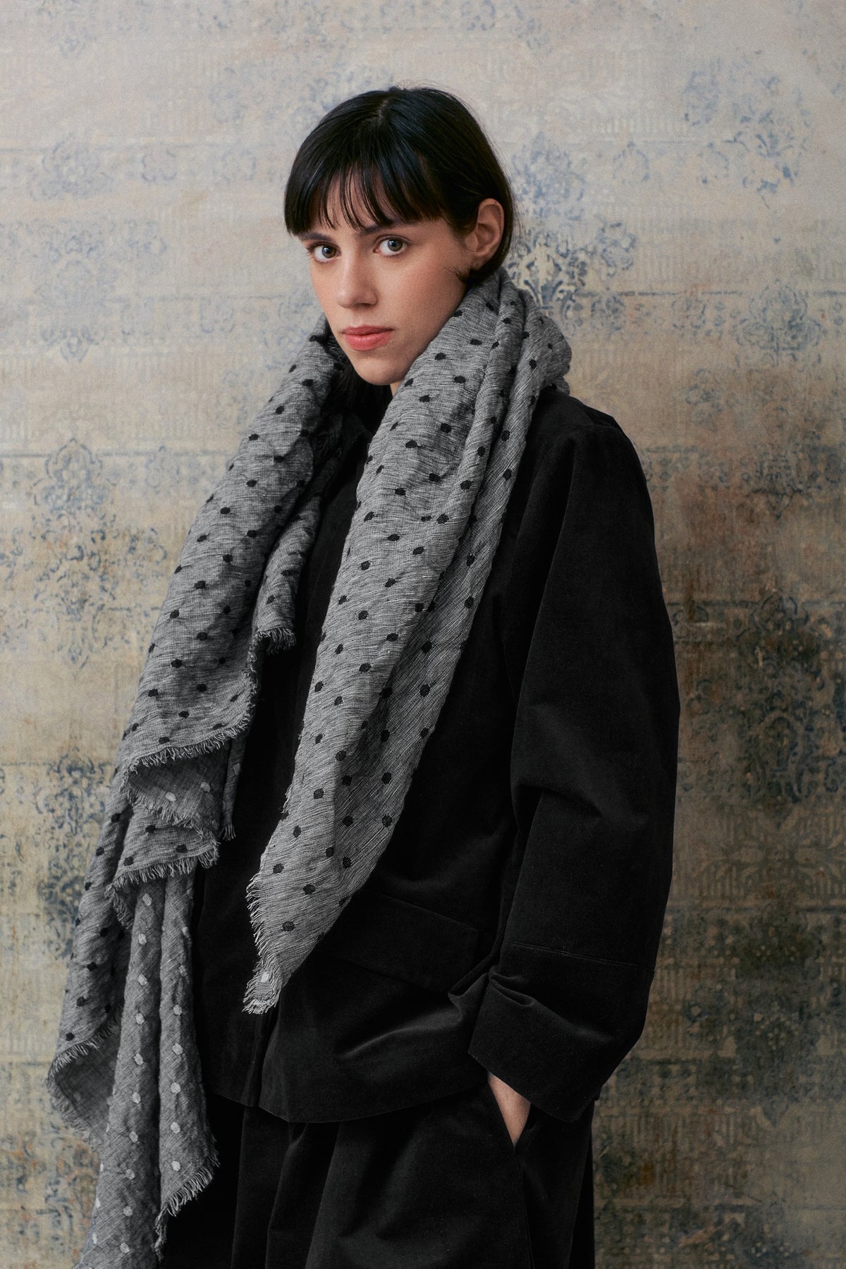 Grey Dot Scarf
