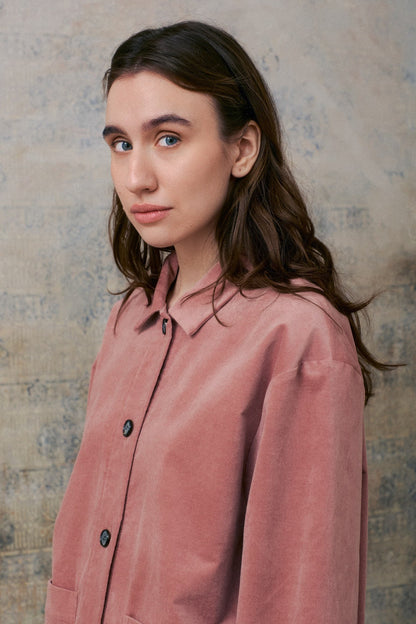 Pink Velvet Jacket With Pockets