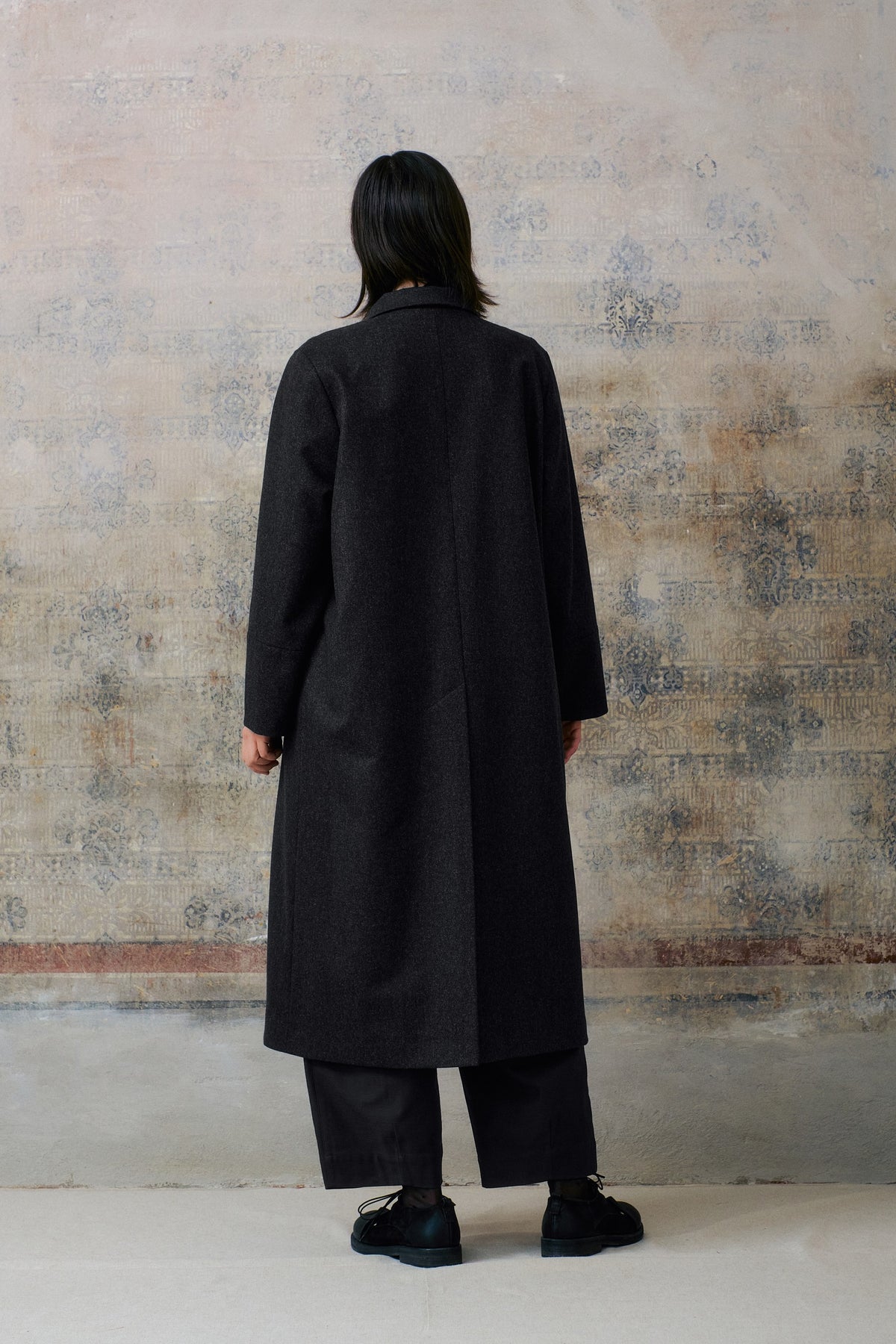 Dark Grey Wool Hidden Buttons Coat