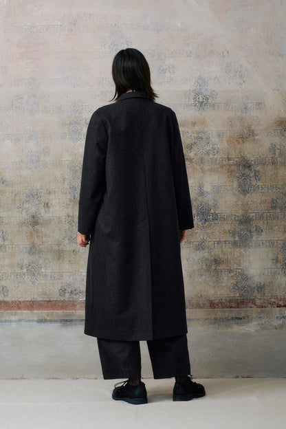 Dark Grey Wool Hidden Buttons Coat