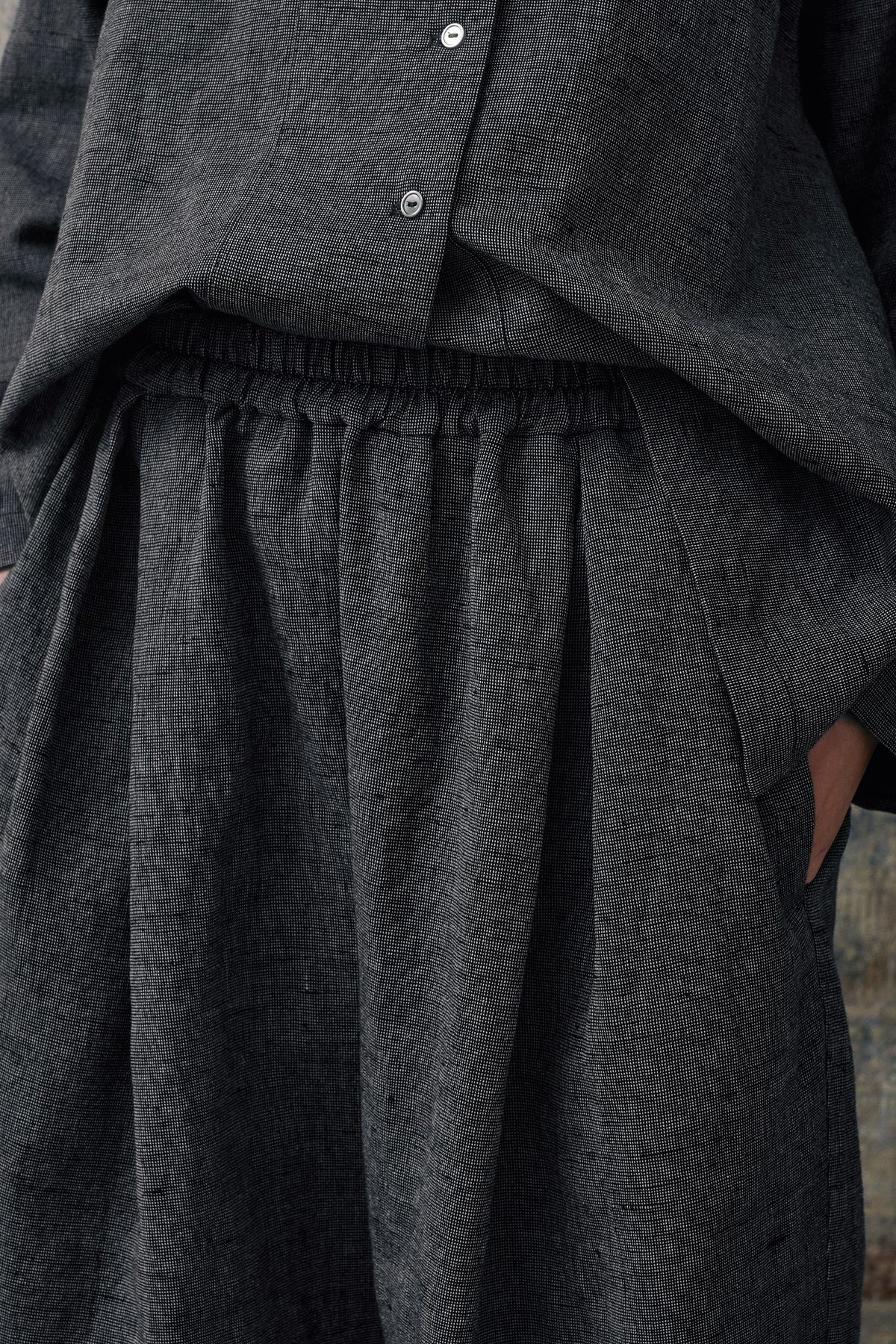 Grey Patterned Pants With Pleats