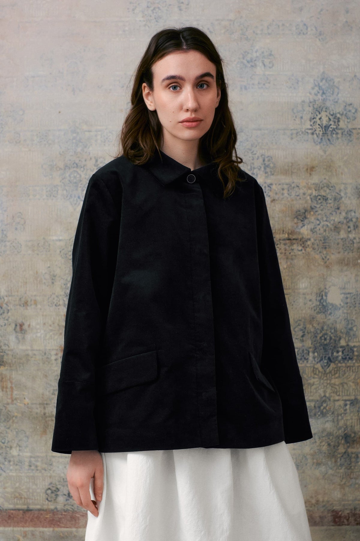 Black Velvet Hidden Buttons Jacket