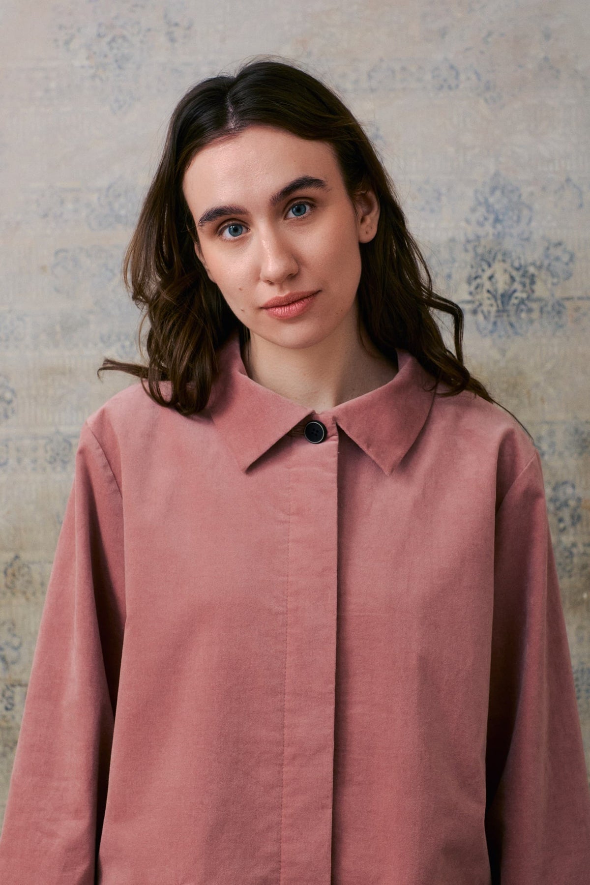 Pink Velvet Hidden Buttons Jacket