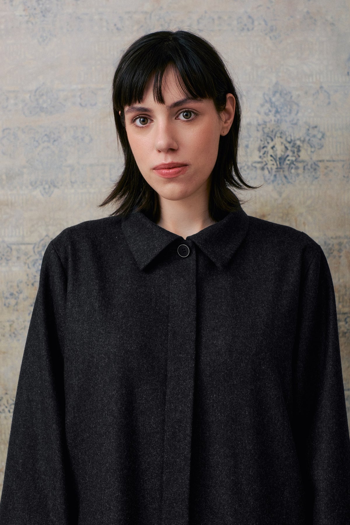Dark Grey Wool Hidden Buttons Coat