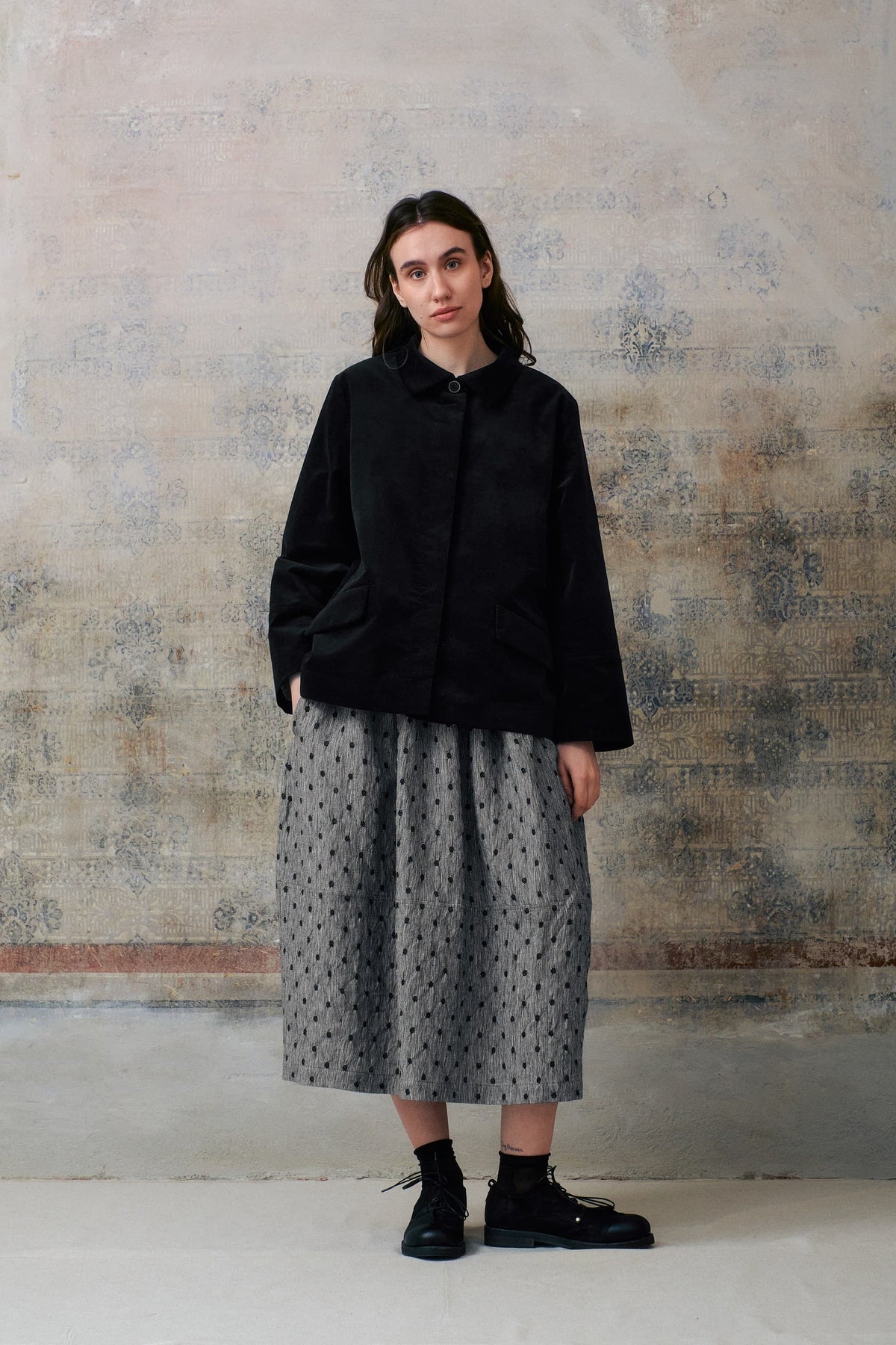 Black Velvet Hidden Buttons Jacket