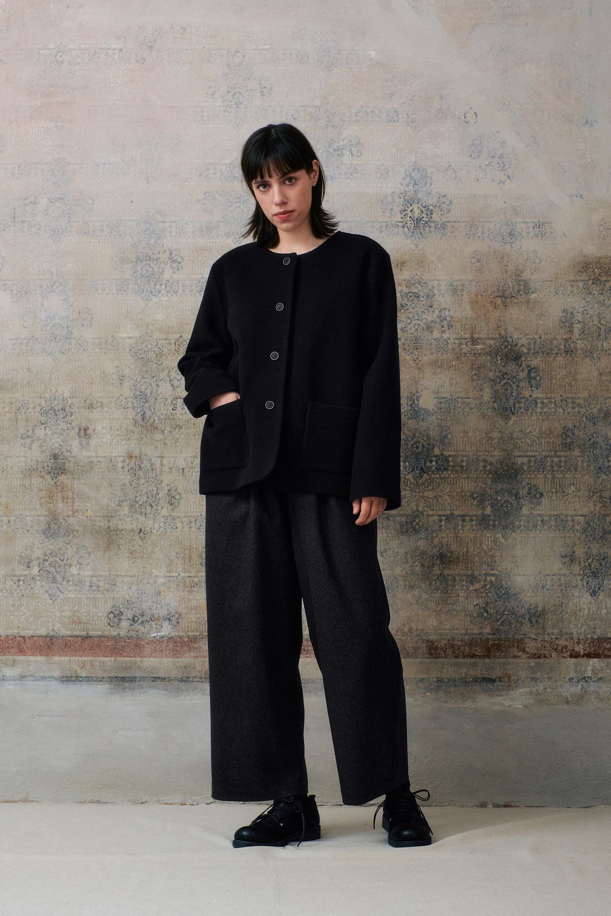 Dark Grey Wool Long Pants