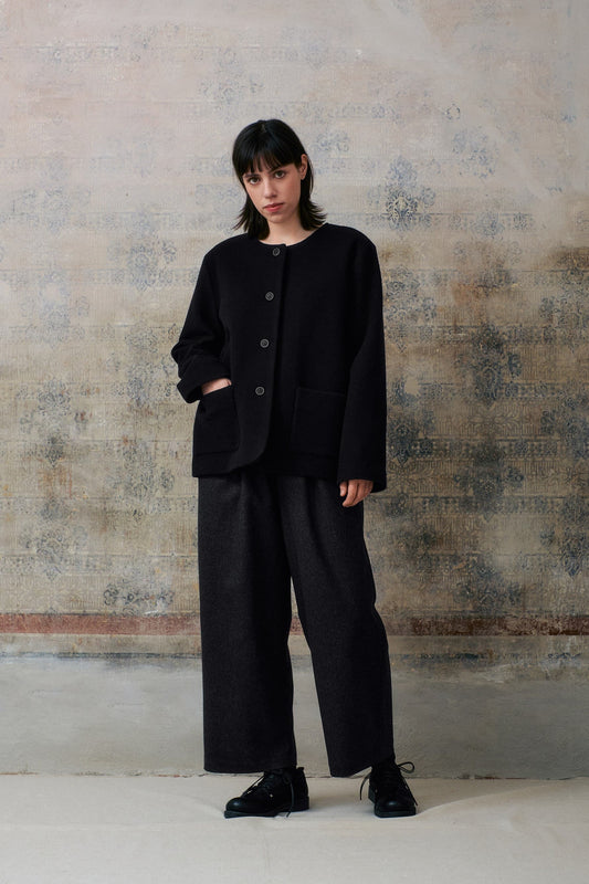 Dark Navy Collarless Jacket