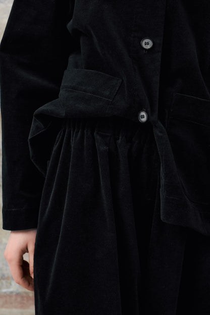 Black Velvet Cuffed Hems Pants
