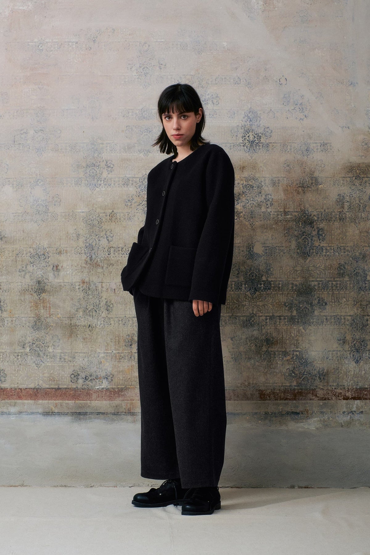 Dark Grey Wool Long Pants