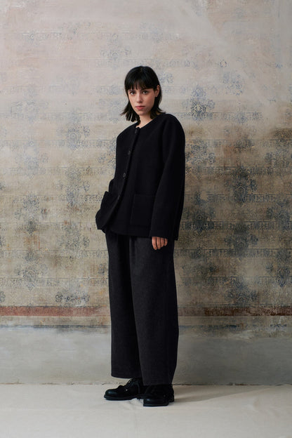 Dark Grey Wool Long Pants