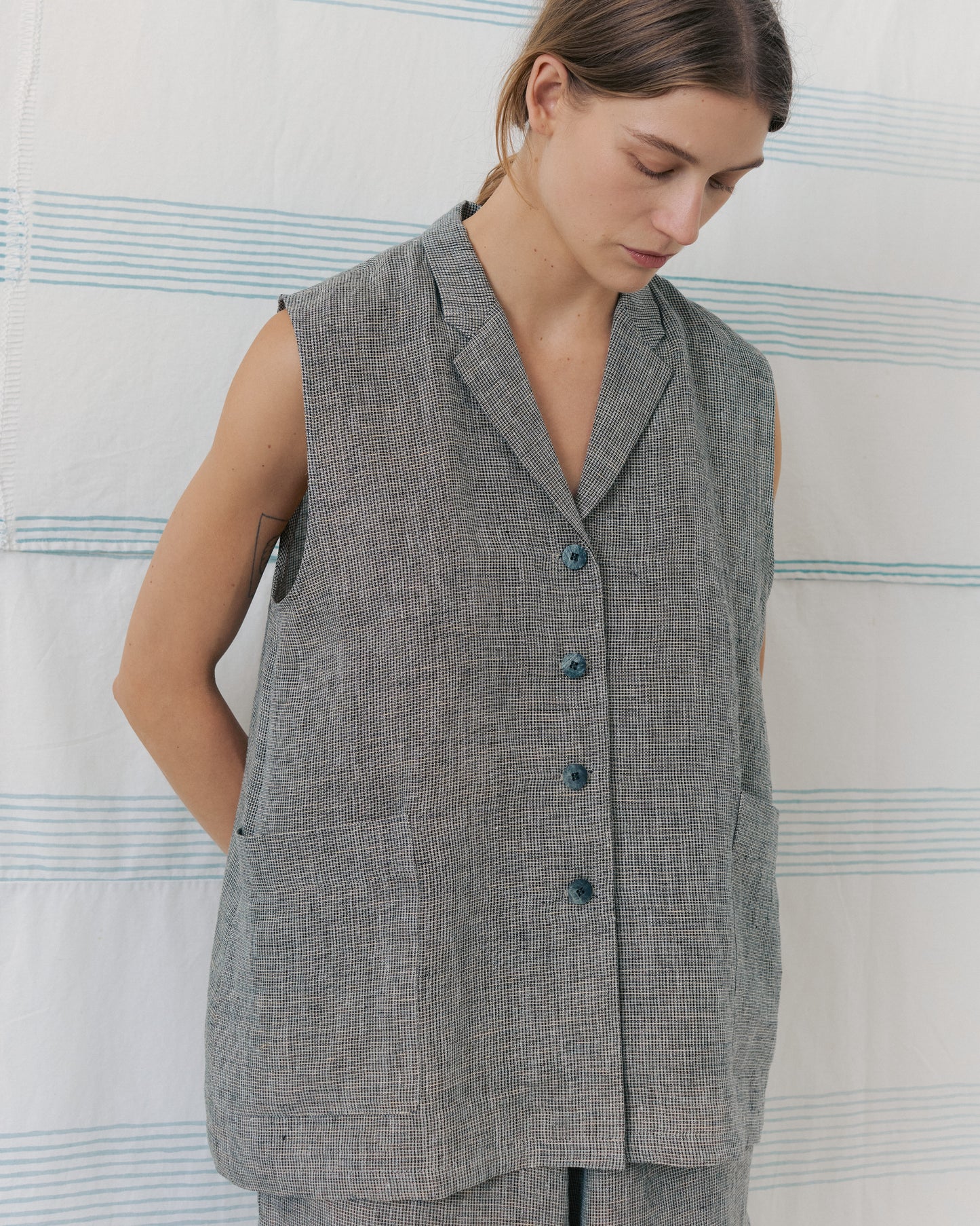 Grey Gingham Waistcoat