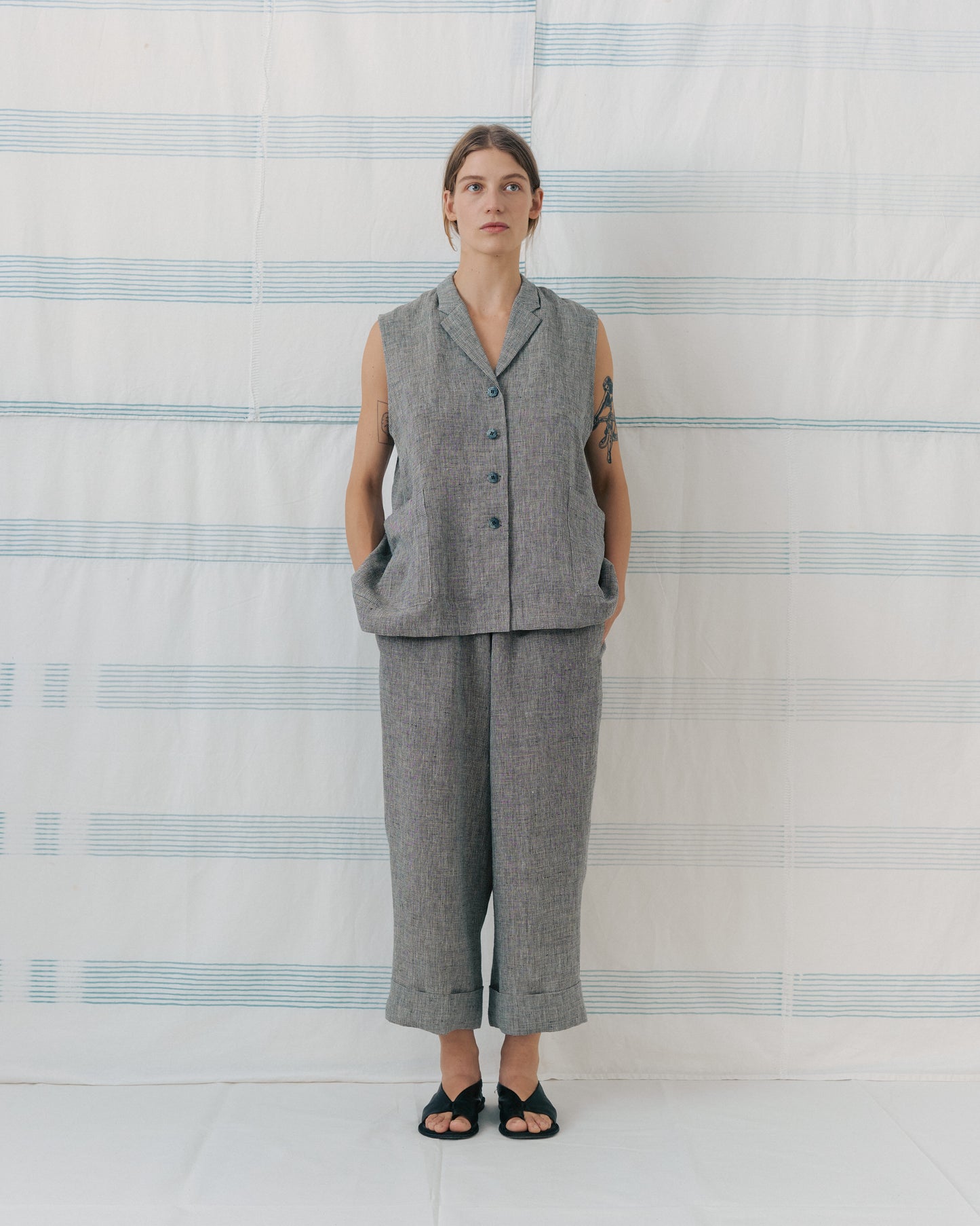 Grey Gingham Waistcoat